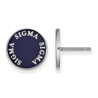 Sterling Silver Rhodium-plated LogoArt Sigma Sigma Sigma Sorority Text Color Enamel Post Earrings