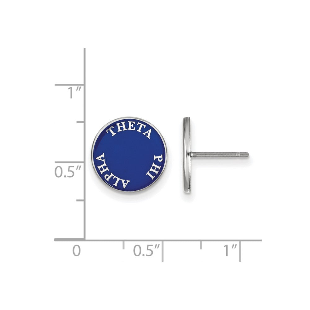 Sterling Silver Rhodium-plated LogoArt Theta Phi Alpha Sorority Text Color Enamel Post Earrings