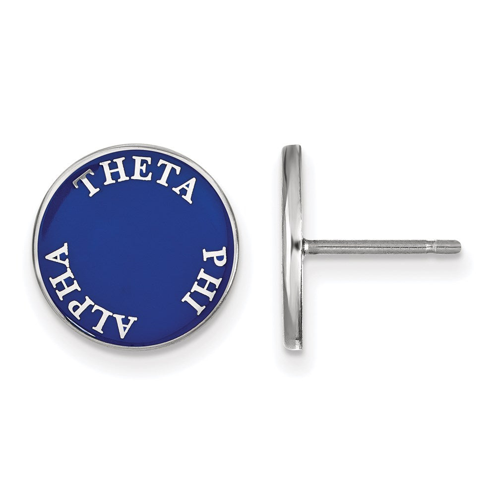 Sterling Silver Rhodium-plated LogoArt Theta Phi Alpha Sorority Text Color Enamel Post Earrings
