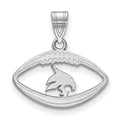 Sterling Silver Rhodium-plated LogoArt Texas State University Bobcat Football Pendant