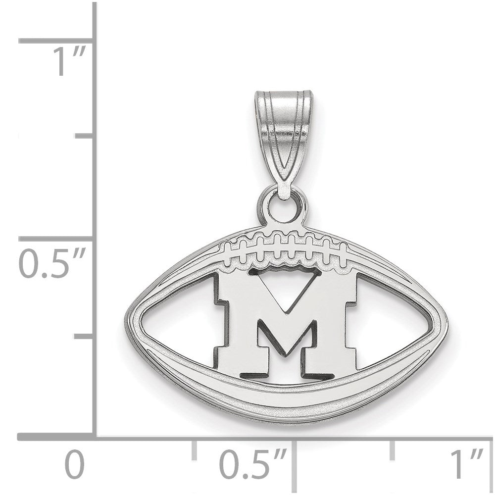 Sterling Silver Rhodium-plated LogoArt University of Michigan Letter M Football Pendant