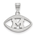 Sterling Silver Rhodium-plated LogoArt University of Michigan Letter M Football Pendant