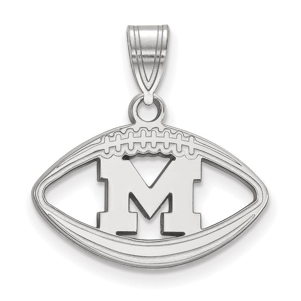Sterling Silver Rhodium-plated LogoArt University of Michigan Letter M Football Pendant