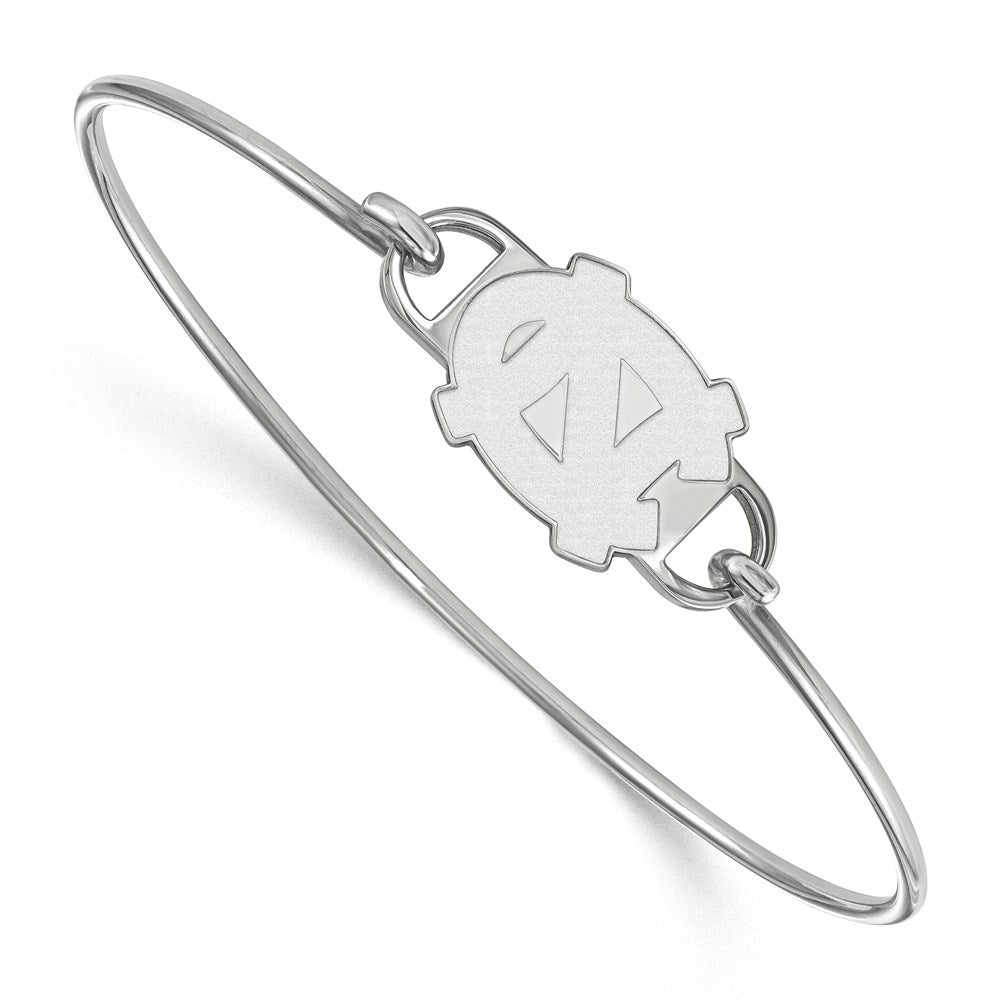 Sterling Silver Rhodium-plated LogoArt University of North Carolina N-C Small Center 7 inch Wire Bangle
