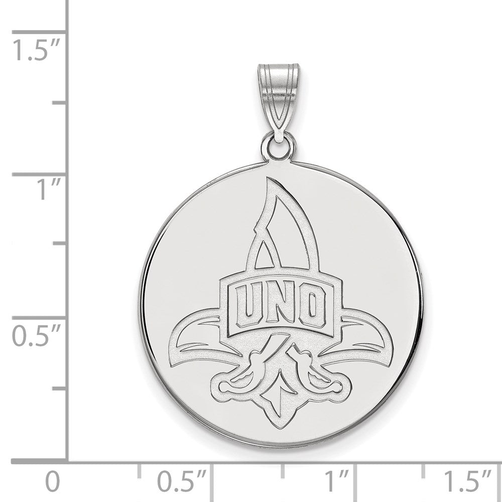 Sterling Silver Rhodium-plated LogoArt University of New Orleans U-N-O Extra Large Disc Pendant