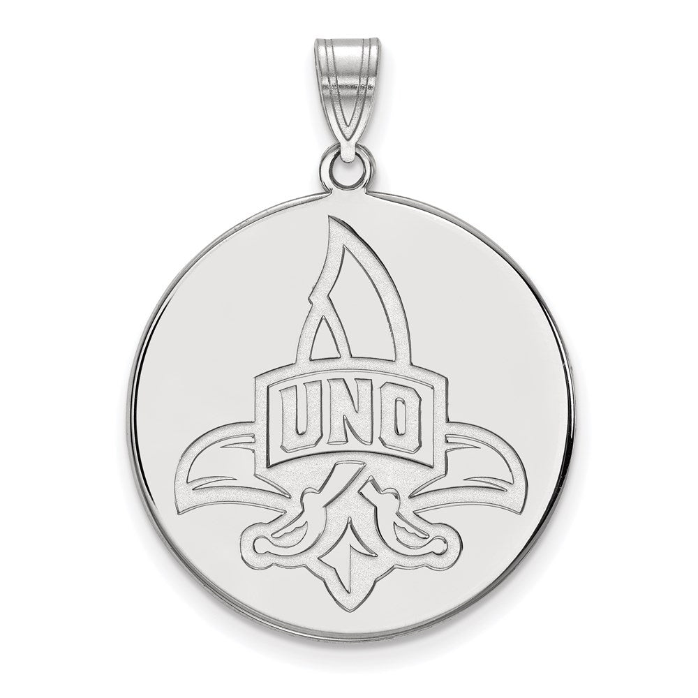 10k White Gold LogoArt University of New Orleans U-N-O Extra Large Disc Pendant