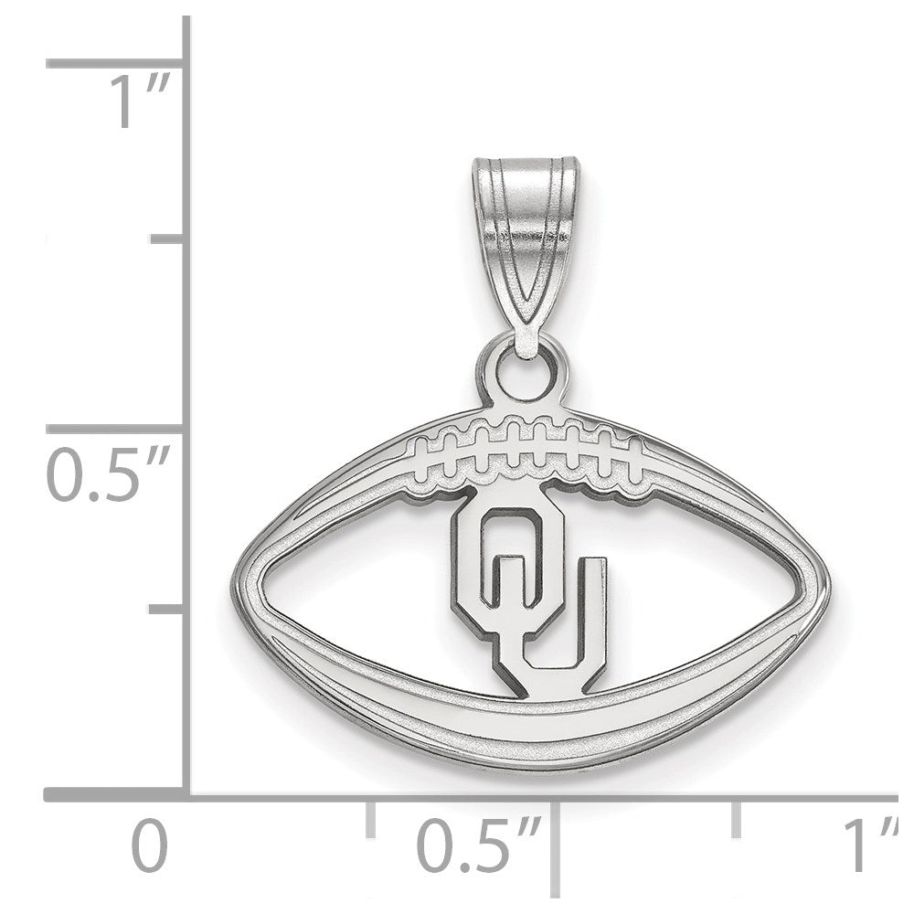 Sterling Silver Rhodium-plated LogoArt University of Oklahoma O-U Football Pendant