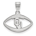 Sterling Silver Rhodium-plated LogoArt University of Oklahoma O-U Football Pendant