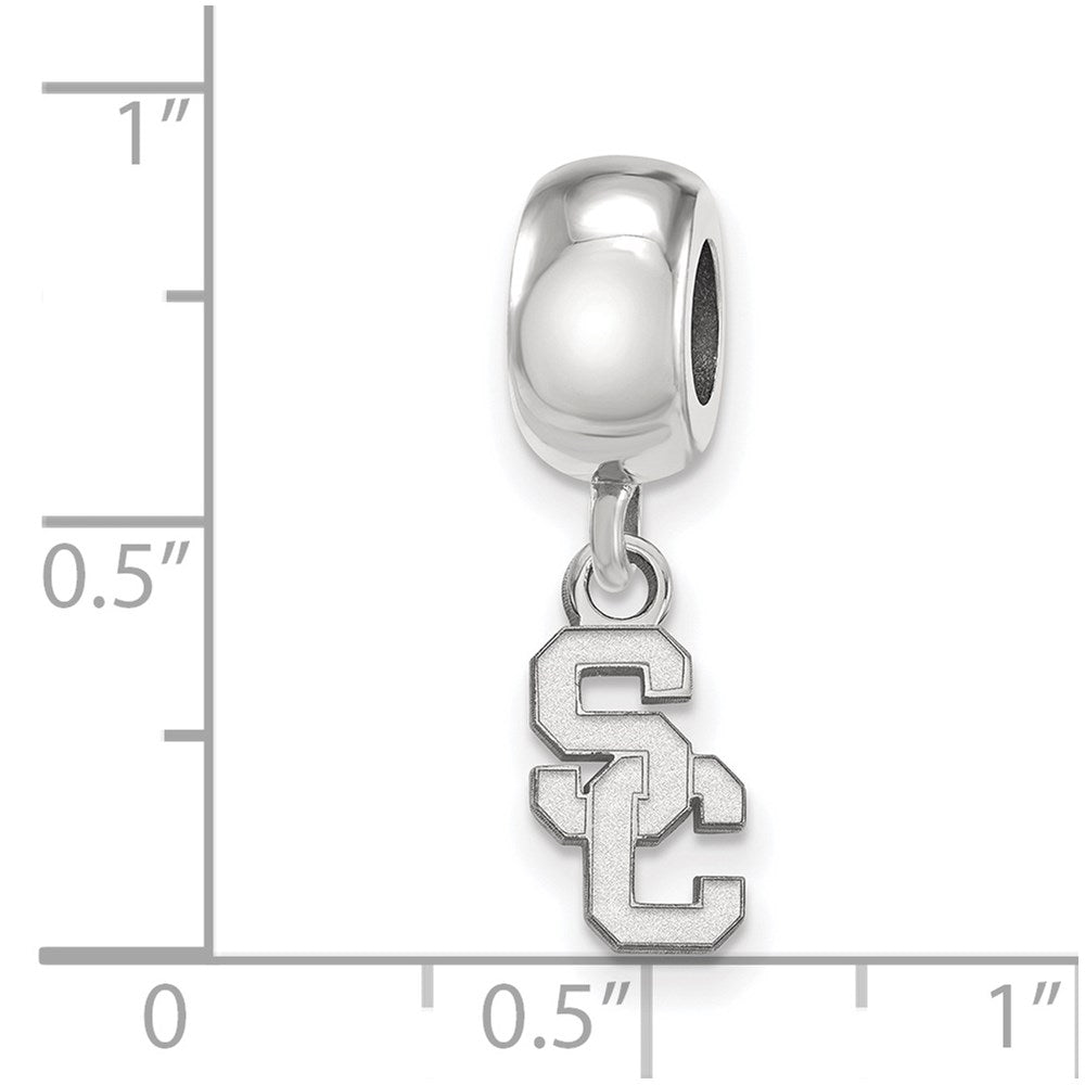 Sterling Silver Rhodium-plated LogoArt University of Southern California S-C Extra Small Dangle Bead Charm