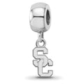 Sterling Silver Rhodium-plated LogoArt University of Southern California S-C Extra Small Dangle Bead Charm