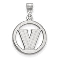 Sterling Silver Rhodium-plated LogoArt Villanova University Letter V Small Circle Pendant