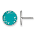 Sterling Silver Rhodium-plated LogoArt Zeta Tau Alpha Sorority Text Color Enamel Post Earrings