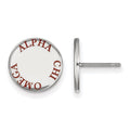 Sterling Silver Rhodium-plated LogoArt Alpha Chi Omega Sorority Text Color Enamel Post Earrings