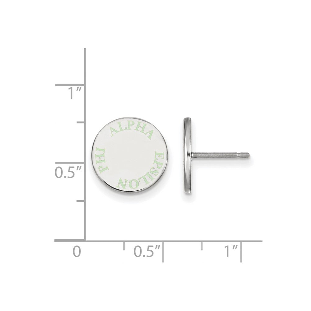 Sterling Silver Rhodium-plated LogoArt Alpha Epsilon Phi Sorority Text Color Enamel Post Earrings