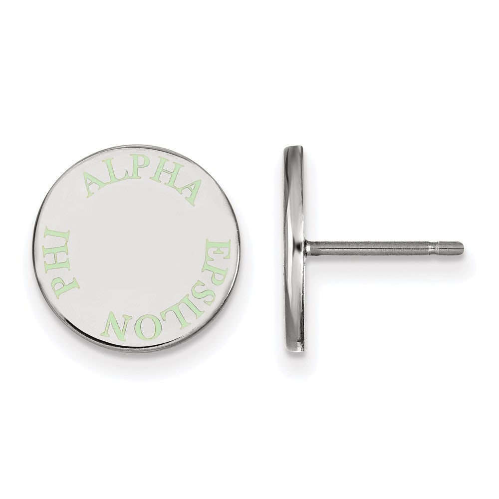 Sterling Silver Rhodium-plated LogoArt Alpha Epsilon Phi Sorority Text Color Enamel Post Earrings