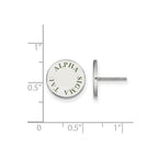 Sterling Silver Rhodium-plated LogoArt Alpha Sigma Tau Sorority Text Color Enamel Post Earrings