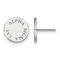 Sterling Silver Rhodium-plated LogoArt Alpha Sigma Tau Sorority Text Color Enamel Post Earrings