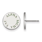 Sterling Silver Rhodium-plated LogoArt Alpha Sigma Tau Sorority Text Color Enamel Post Earrings