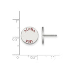 Sterling Silver Rhodium-plated LogoArt Alpha Phi Sorority Text Color Enamel Post Earrings