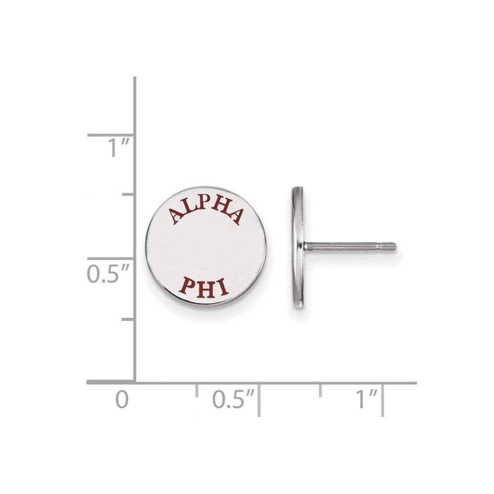 Sterling Silver Rhodium-plated LogoArt Alpha Phi Sorority Text Color Enamel Post Earrings