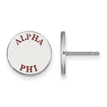 Sterling Silver Rhodium-plated LogoArt Alpha Phi Sorority Text Color Enamel Post Earrings
