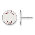 Sterling Silver Rhodium-plated LogoArt Alpha Phi Sorority Text Color Enamel Post Earrings