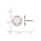 Sterling Silver Rhodium-plated LogoArt Alpha Sigma Alpha Sorority Text Color Enamel Post Earrings