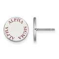 Sterling Silver Rhodium-plated LogoArt Alpha Sigma Alpha Sorority Text Color Enamel Post Earrings