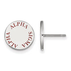 Sterling Silver Rhodium-plated LogoArt Alpha Sigma Alpha Sorority Text Color Enamel Post Earrings
