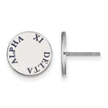Sterling Silver Rhodium-plated LogoArt Alpha Xi Delta Sorority Text Color Enamel Post Earrings