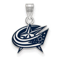 Sterling Silver Rhodium-plated NHL LogoArt Columbus Blue Jackets Small Enameled Pendant