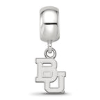 Sterling Silver Rhodium-plated LogoArt Baylor University Bears Extra Small Dangle Bead Charm