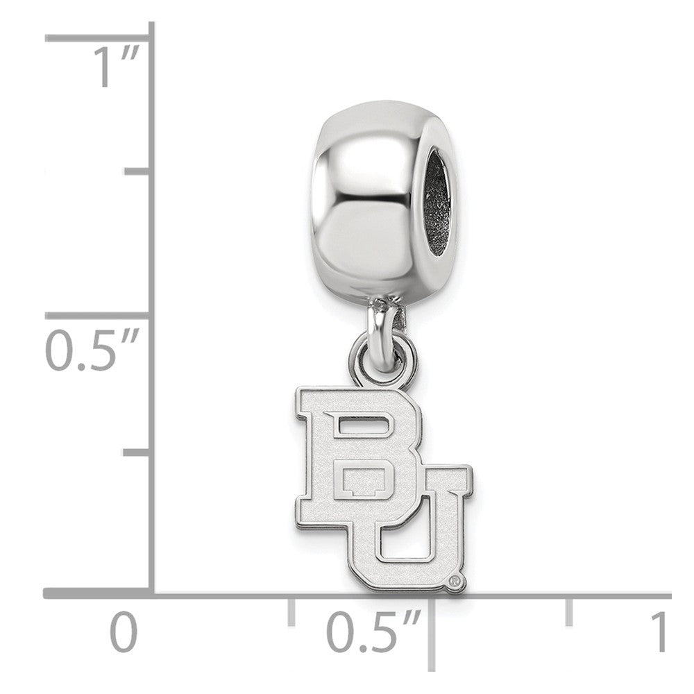 Sterling Silver Rhodium-plated LogoArt Baylor University Bears Extra Small Dangle Bead Charm