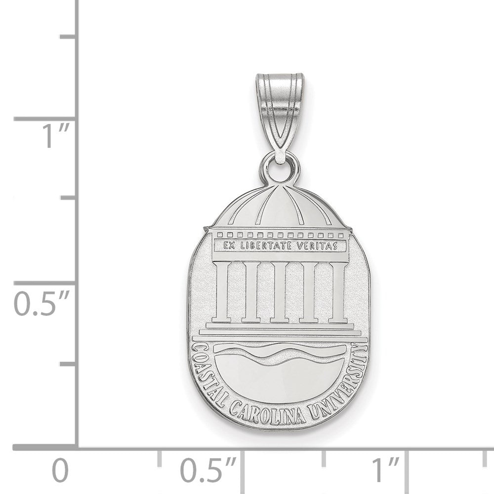 Sterling Silver Rhodium-plated LogoArt Coastal Carolina University Large Crest Pendant