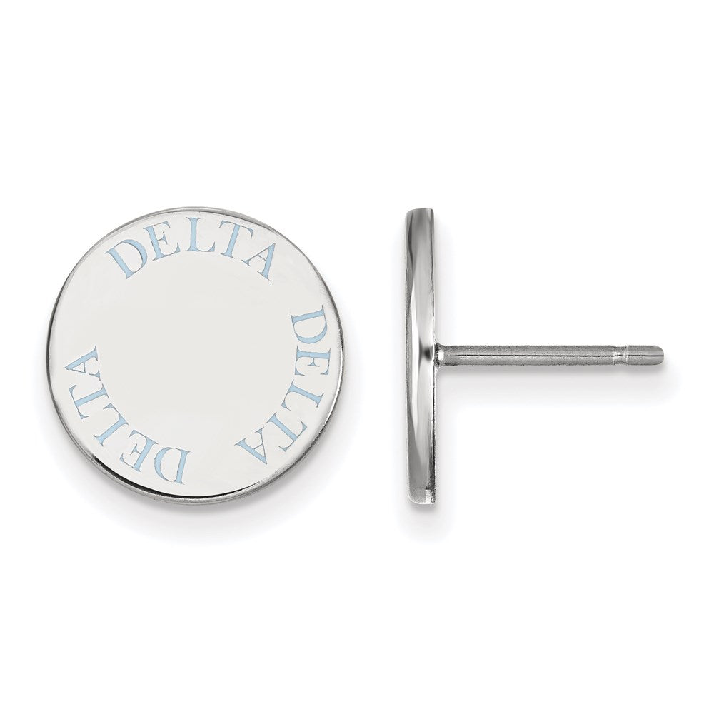 Sterling Silver Rhodium-plated LogoArt Delta Delta Delta Sorority Text Color Enamel Post Earrings