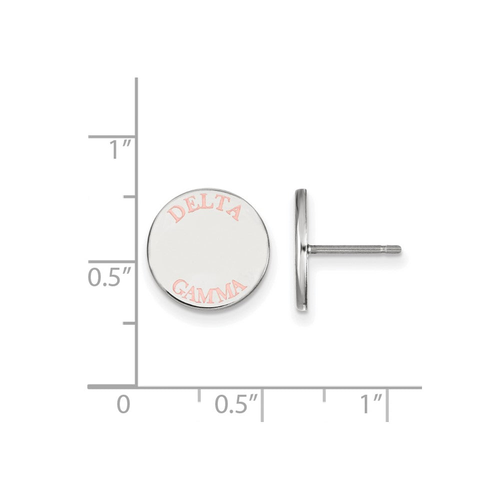 Sterling Silver Rhodium-plated LogoArt Delta Gamma Sorority Text Color Enamel Post Earrings
