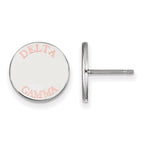 Sterling Silver Rhodium-plated LogoArt Delta Gamma Sorority Text Color Enamel Post Earrings