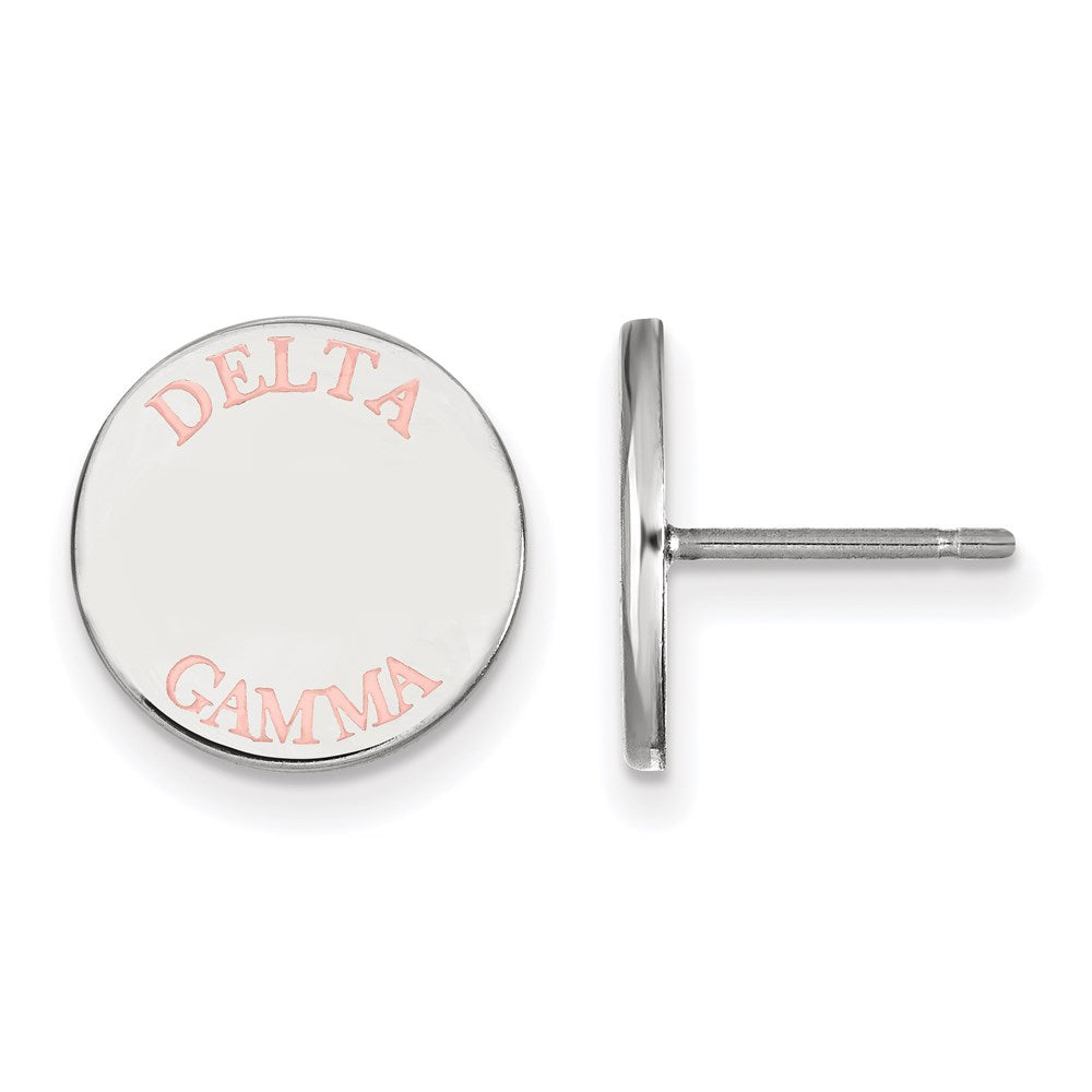Sterling Silver Rhodium-plated LogoArt Delta Gamma Sorority Text Color Enamel Post Earrings