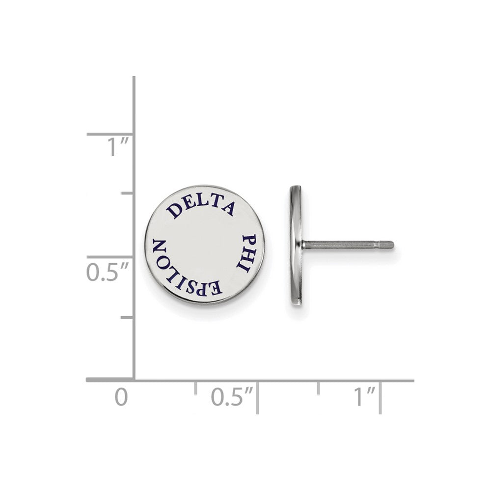 Sterling Silver Rhodium-plated LogoArt Delta Phi Epsilon Sorority Text Color Enamel Post Earrings
