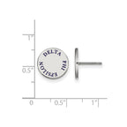 Sterling Silver Rhodium-plated LogoArt Delta Phi Epsilon Sorority Text Color Enamel Post Earrings