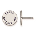 Sterling Silver Rhodium-plated LogoArt Delta Phi Epsilon Sorority Text Color Enamel Post Earrings