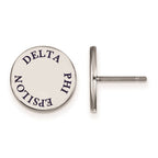 Sterling Silver Rhodium-plated LogoArt Delta Phi Epsilon Sorority Text Color Enamel Post Earrings