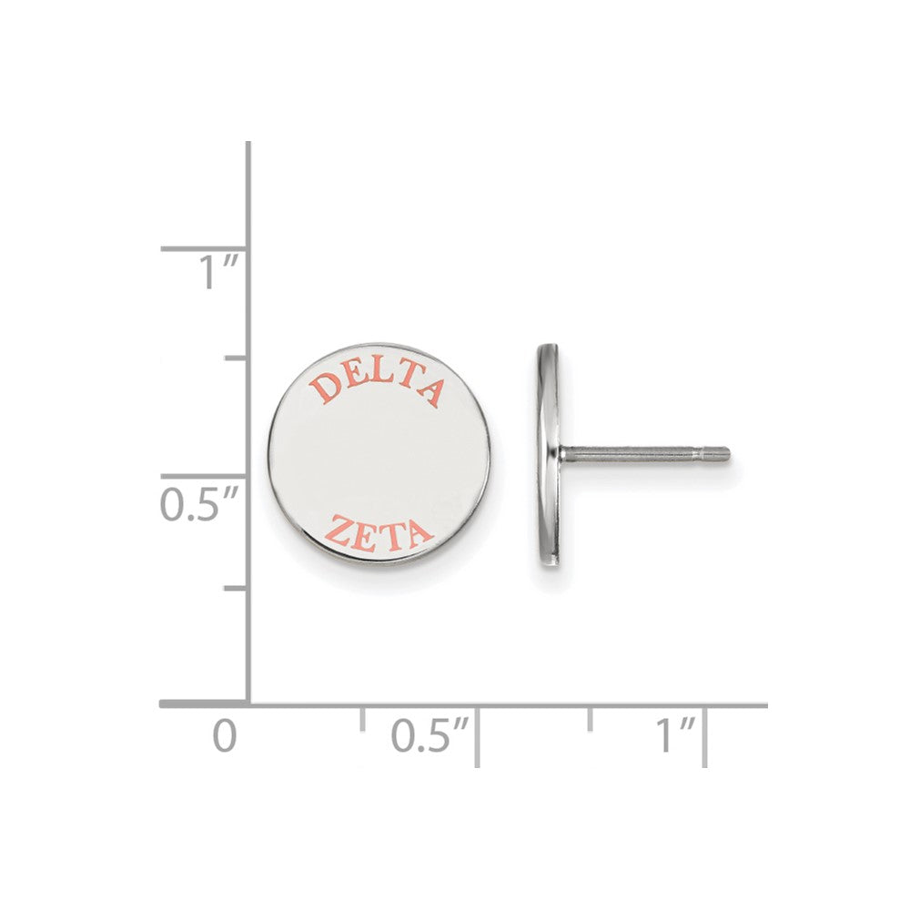 Sterling Silver Rhodium-plated LogoArt Delta Zeta Sorority Text Color Enamel Post Earrings