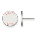 Sterling Silver Rhodium-plated LogoArt Delta Zeta Sorority Text Color Enamel Post Earrings
