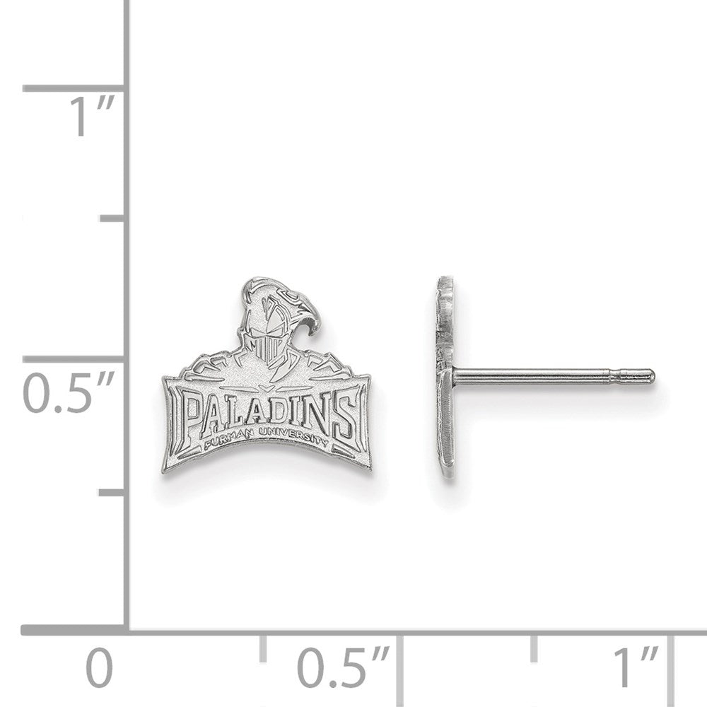 Sterling Silver Rhodium-plated LogoArt Furman University Paladins Extra Small Post Earrings