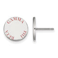 Sterling Silver Rhodium-plated LogoArt Gamma Phi Beta Sorority Text Color Enamel Post Earrings
