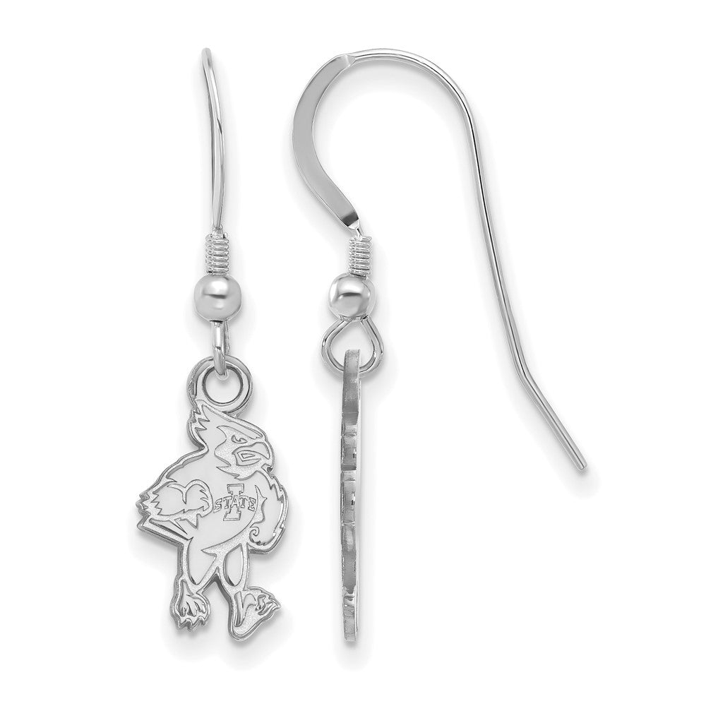 Sterling Silver Rhodium-plated LogoArt Iowa State University Cardinal Small Dangle Wire Earrings
