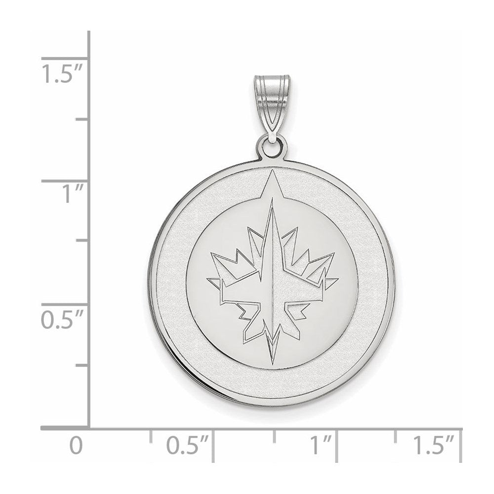 Sterling Silver Rhodium-plated NHL LogoArt Winnipeg Jets Extra Large Pendant