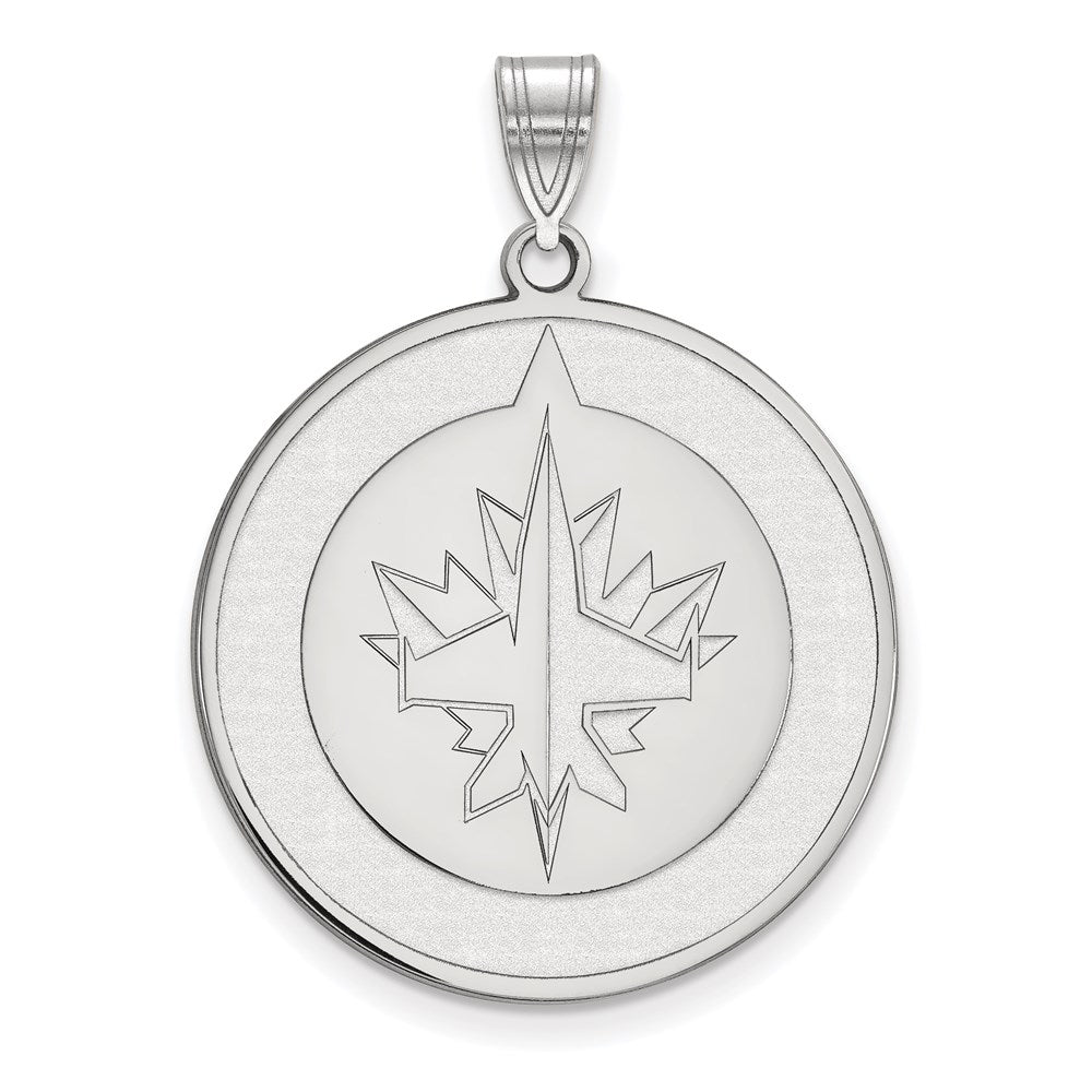 Sterling Silver Rhodium-plated NHL LogoArt Winnipeg Jets Extra Large Pendant