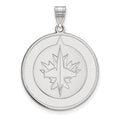 Sterling Silver Rhodium-plated NHL LogoArt Winnipeg Jets Extra Large Pendant